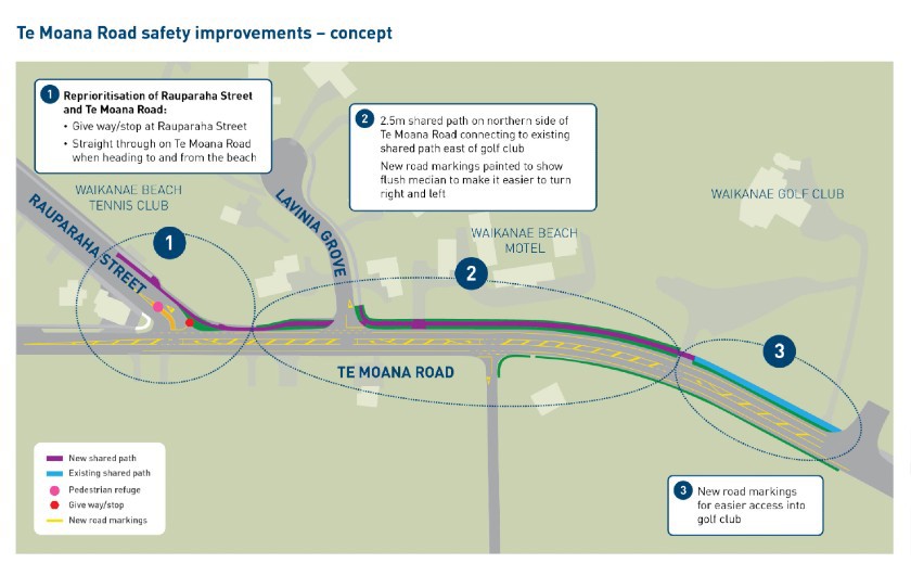 Click for larger image of Te Moana Road safety improvements