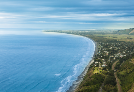 Aerial photo of the Kāpiti Coast from Paekākāriki Hill looking north
