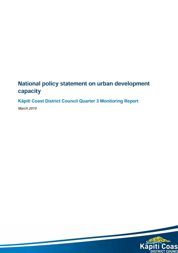 National Policy Statement On Urban Development Monitoring Report 2018 19 Quarter 3