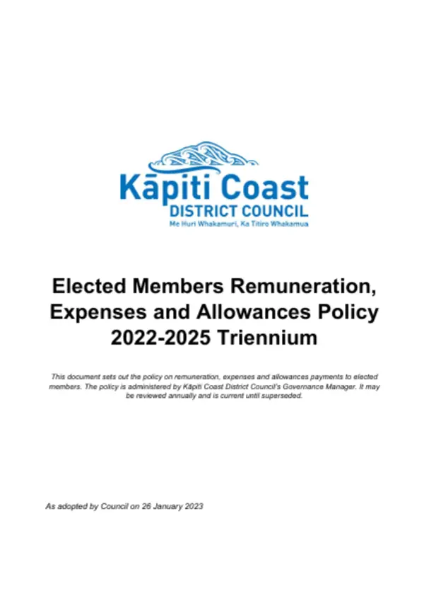 Elected Members Remuneration Expenses And Allowances Policy 2022–25