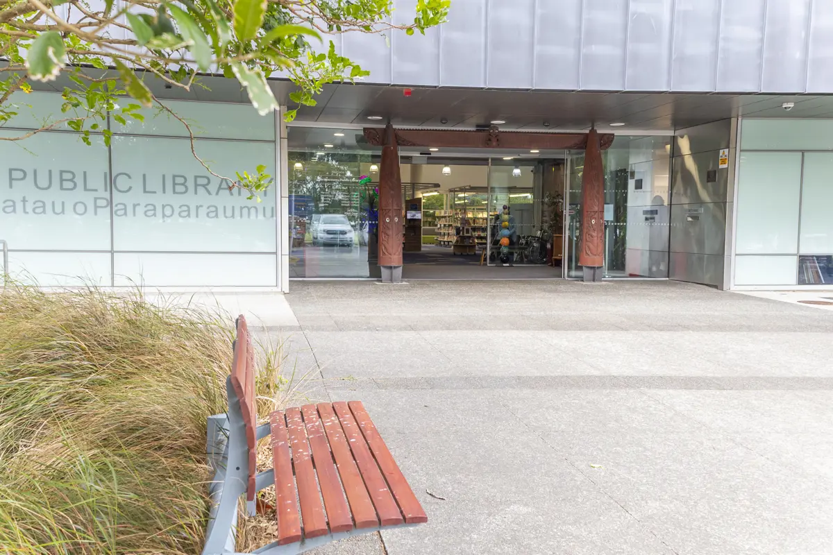 Bench seat outside Paraparaumu library 