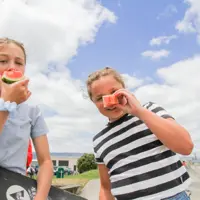 Watermelon and sunshine at Aōtaki Street Skatepark thumbnail