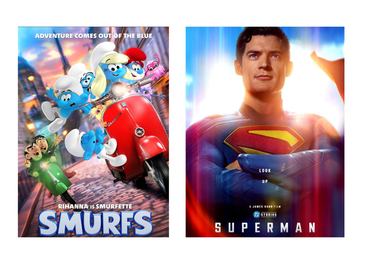Smurfs and Superman film promo posters