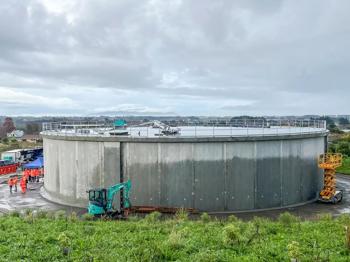Contractors working on the Ōtaki Reservoir