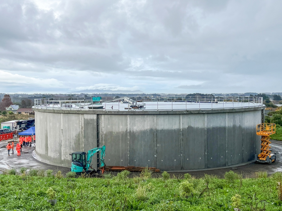 Contractors working on the Ōtaki Reservoir