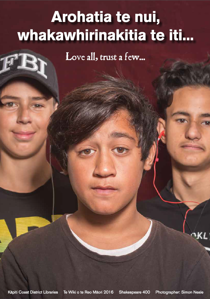 Love all Trust a few Te Reo Maori boys Shakespeare 400 portraits