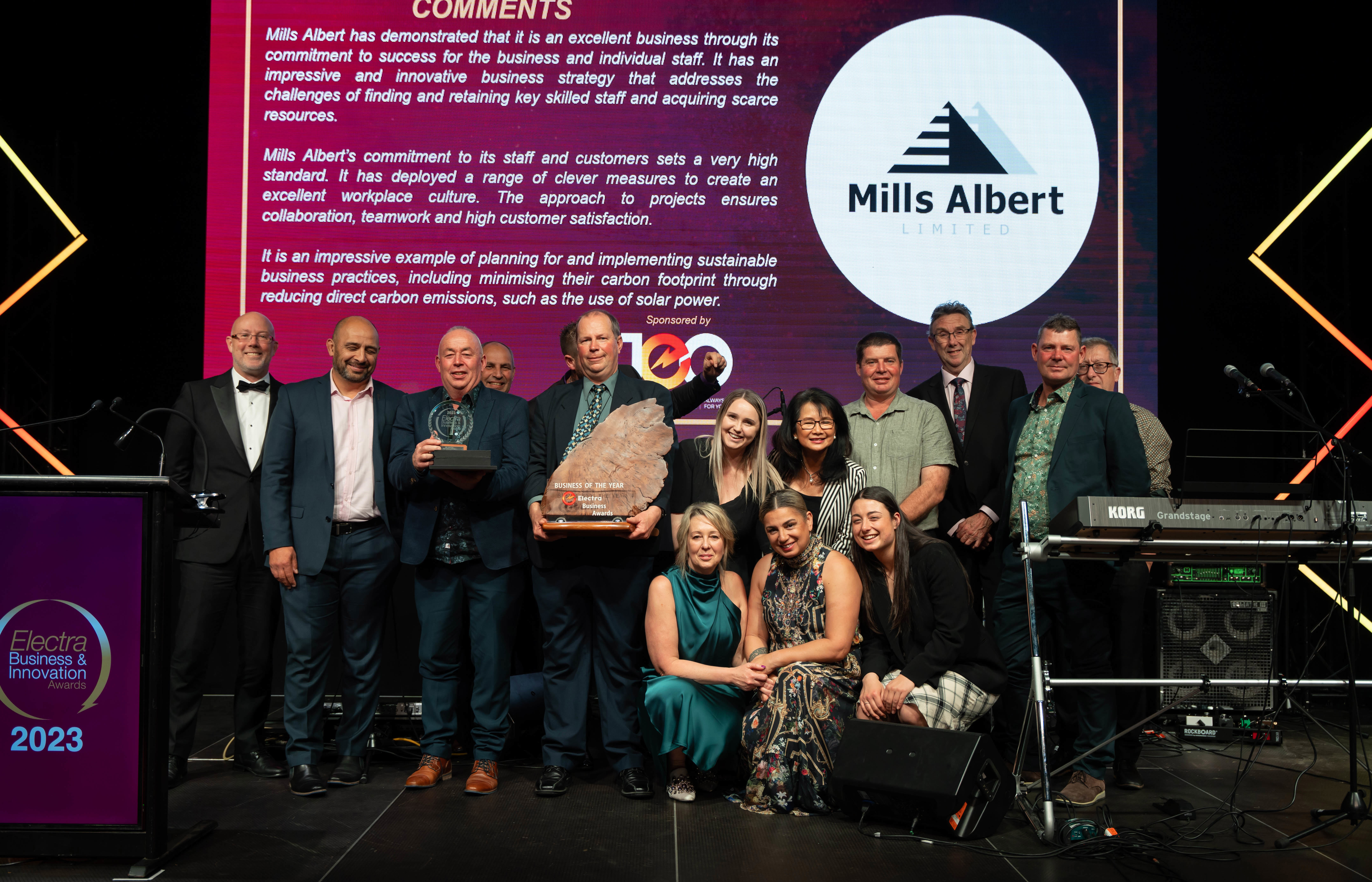 The Mills Albert Team being presented the Electra Business and Innovation Award for 2023