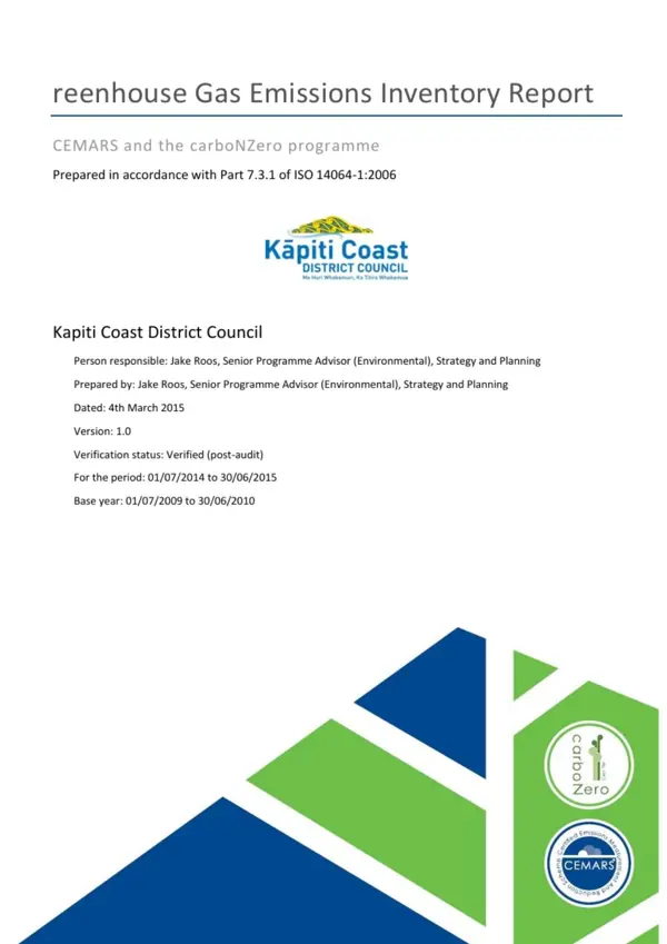 CEMARS GHG Emissions Inventory Report 2014 15