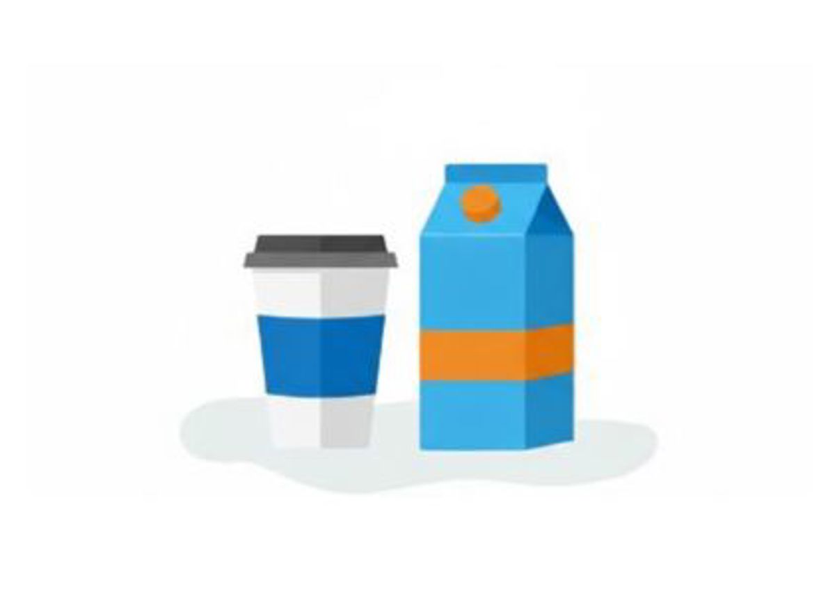 Image showing a coffee cup and juice carton