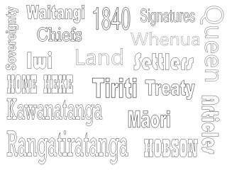 Waitangi Day Colouring In words activity Maori New Zealand Treaty
