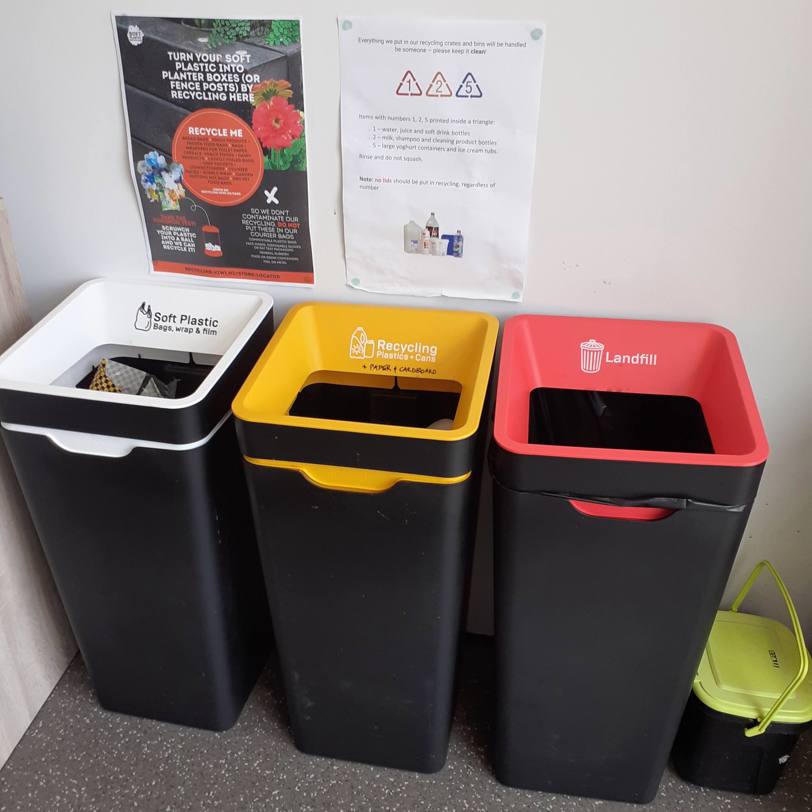 Recycling bins at Cuttriss offices