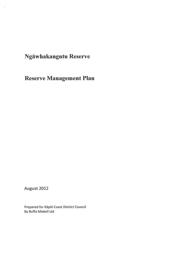 Ngāwhakangutu Reserve Management Plan 2012