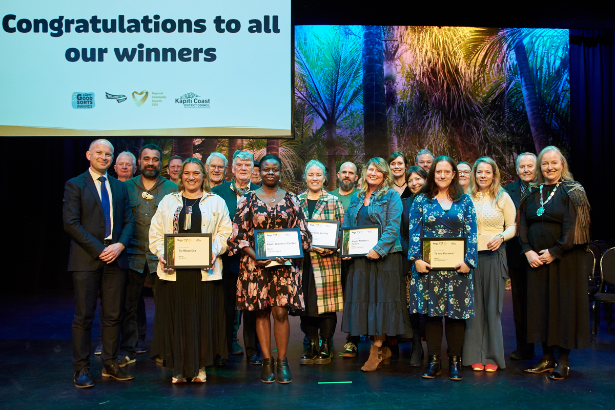 The winners on stage at our Kāpiti Good Sorts Awards 2024