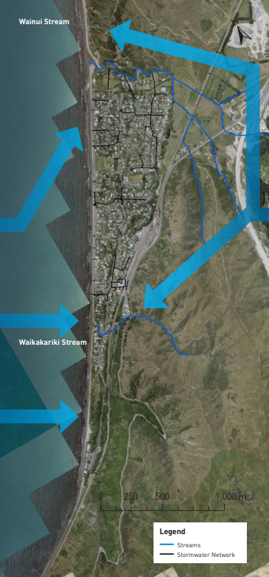 Satellite map of Paekākāriki coastline.