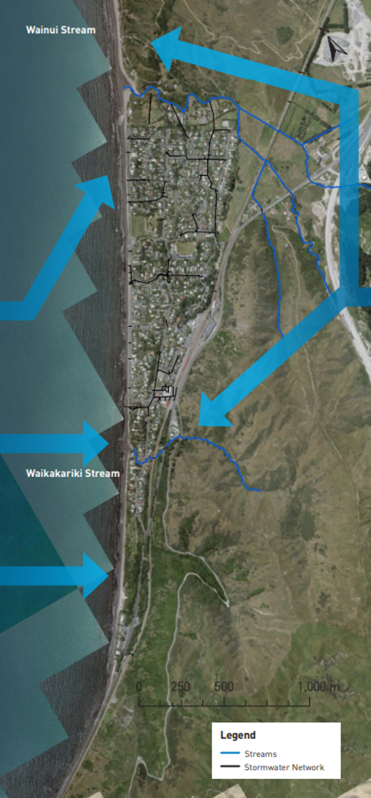 Satellite map of Paekākāriki coastline.