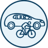 Icon of a car and bike