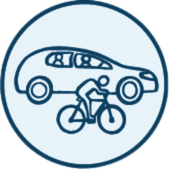 Icon of a car and bike