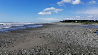 Composite beach at Te Horo, looking north.