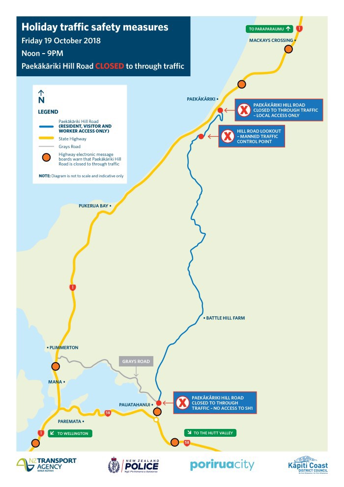 Paekākāriki Hill Road closure