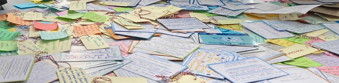 Postscards and post its with public feedback about Vision Kāpiti.