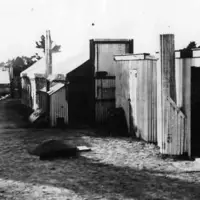 Relief workers’ camp at Hautere, on Vic Cottle’s land near Te Horo,1930. GL Adkin Collection, Alexander Turnbull Library. Ref: ½-094999-G. thumbnail