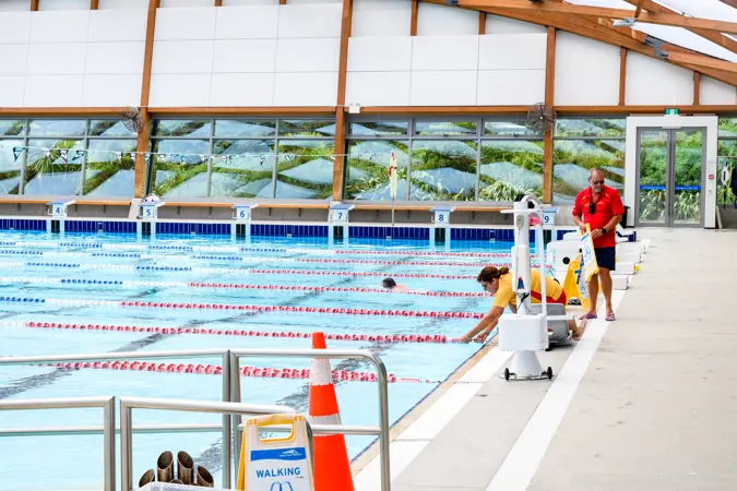 Lifeguards pool-side at Coastlands Aquatic Centre | Photo by Coote