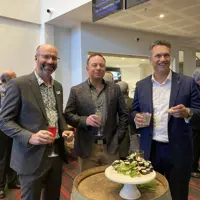Deputy Mayor Lawrence Kirby, and Council's Group Manager Customer and Community Brendan Owens and Chief Executive Darren Edwards mingle at Te Raukura ki Kāpiti thumbnail