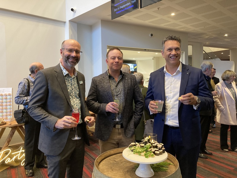 Deputy Mayor Lawrence Kirby, and Council's Group Manager Customer and Community Brendan Owens and Chief Executive Darren Edwards mingle at Te Raukura ki Kāpiti