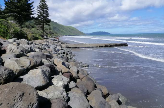 C. Paekākāriki seawall at Beach Road.