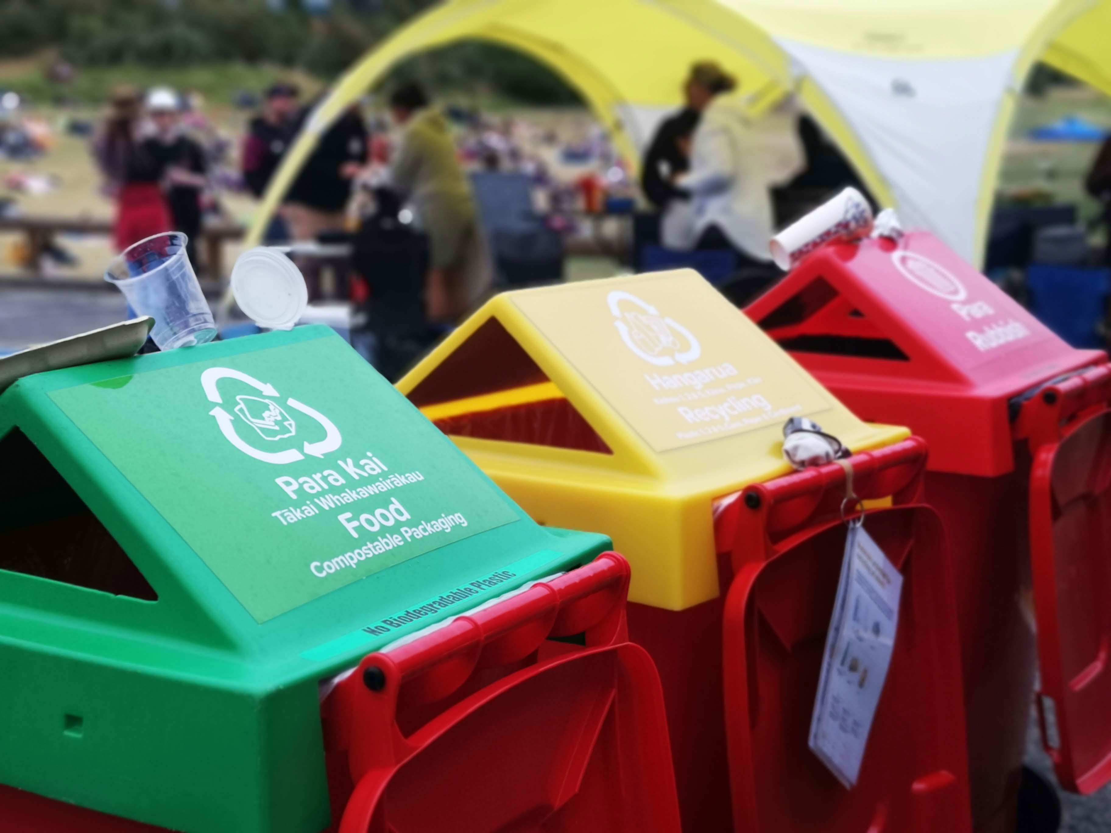 Waste hoods in use at Movies in the Park 2021
