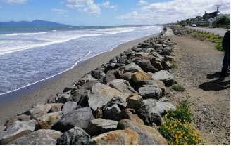 A. Rock revetment structure along The Parade.