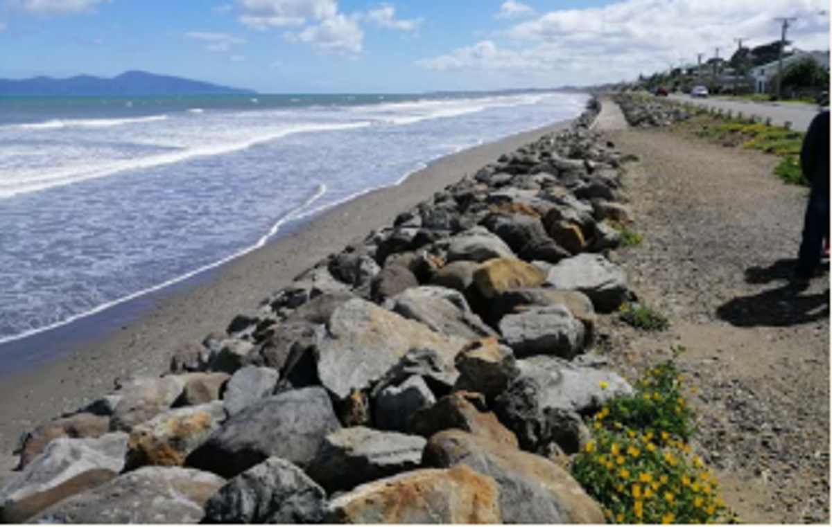 A. Rock revetment structure along The Parade.