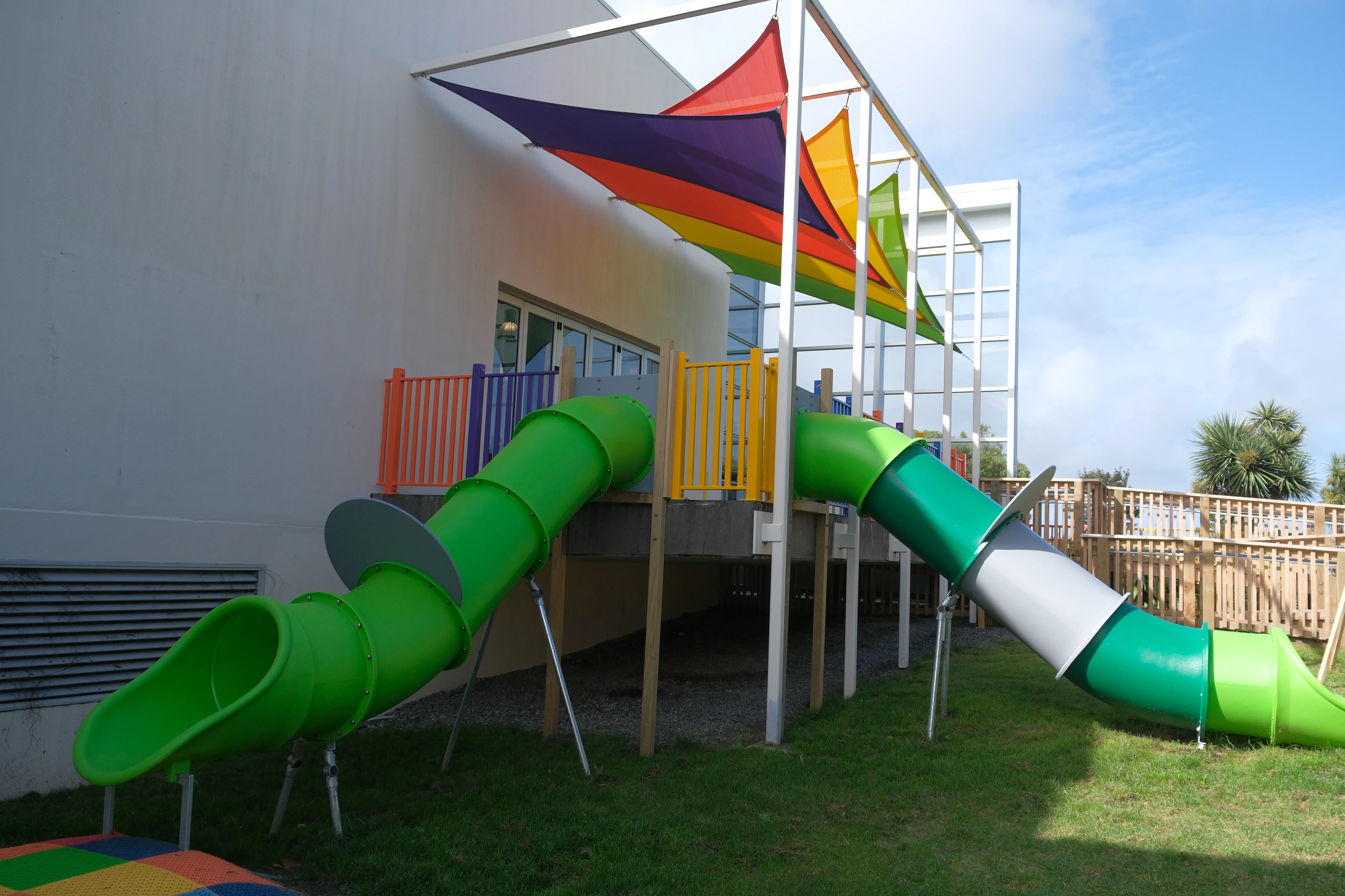 Library Play Space slides and shade sails