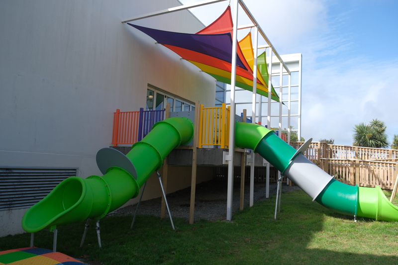 Library Play Space slides and shade sails