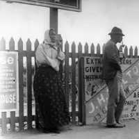 At Ōtaki Railway Station, circa 1900. Alexander Turnbull Library. Ref: 17586½ thumbnail
