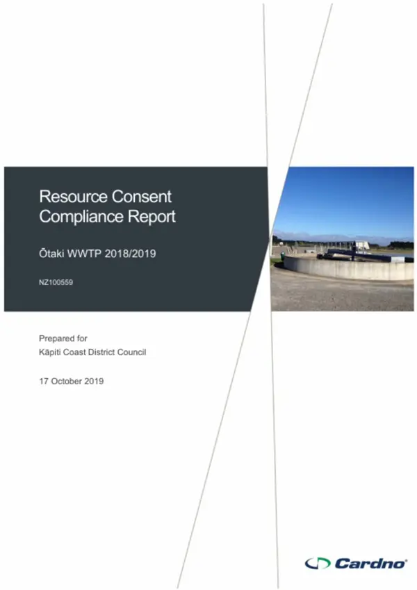 Ōtaki Wastewater Treatment Plant Resource Consent Annual Compliance Report 2018 19
