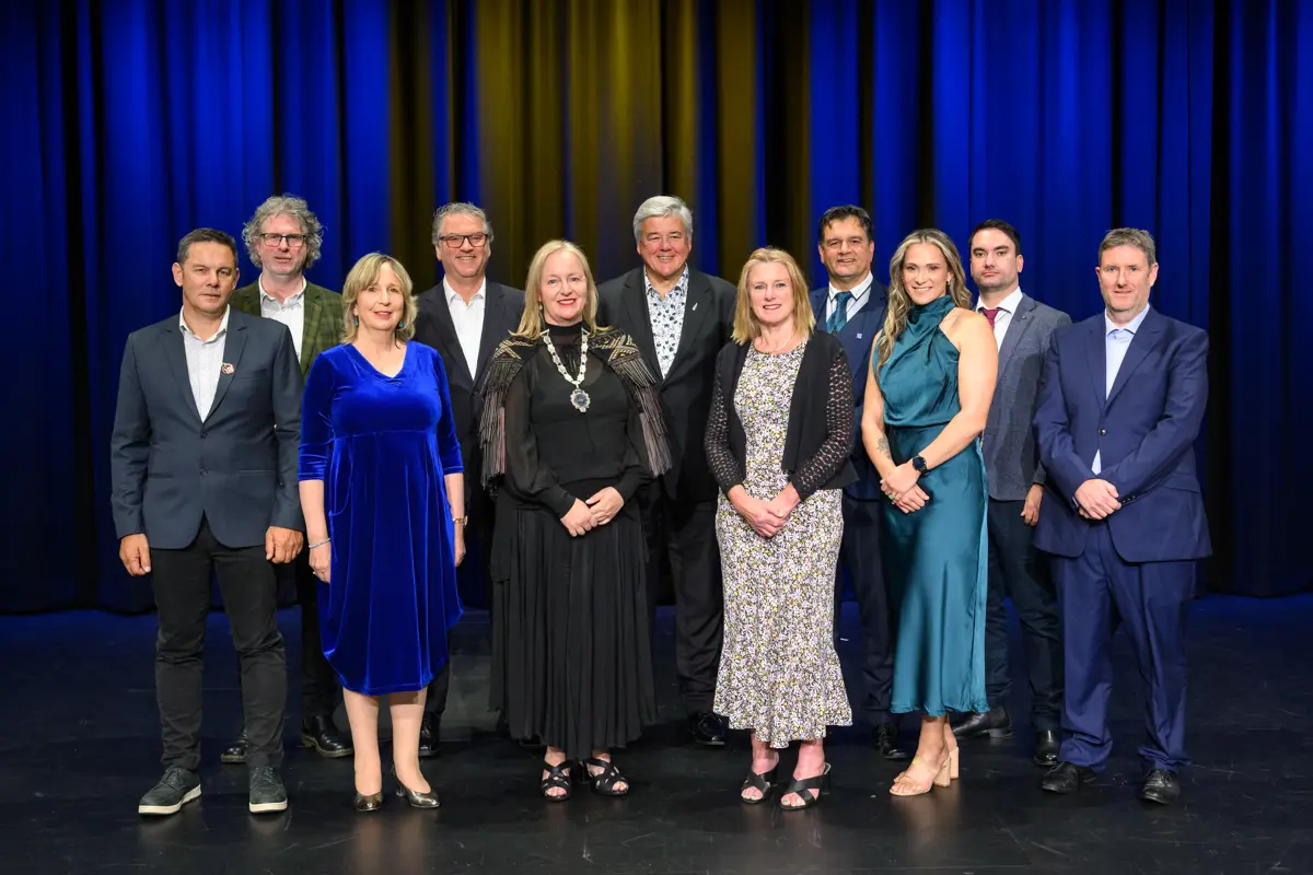 Kāpiti Coast District Council elected members at the inaugural meeting at Te Raukura ki Kāpiti on Thursday 30 October. 