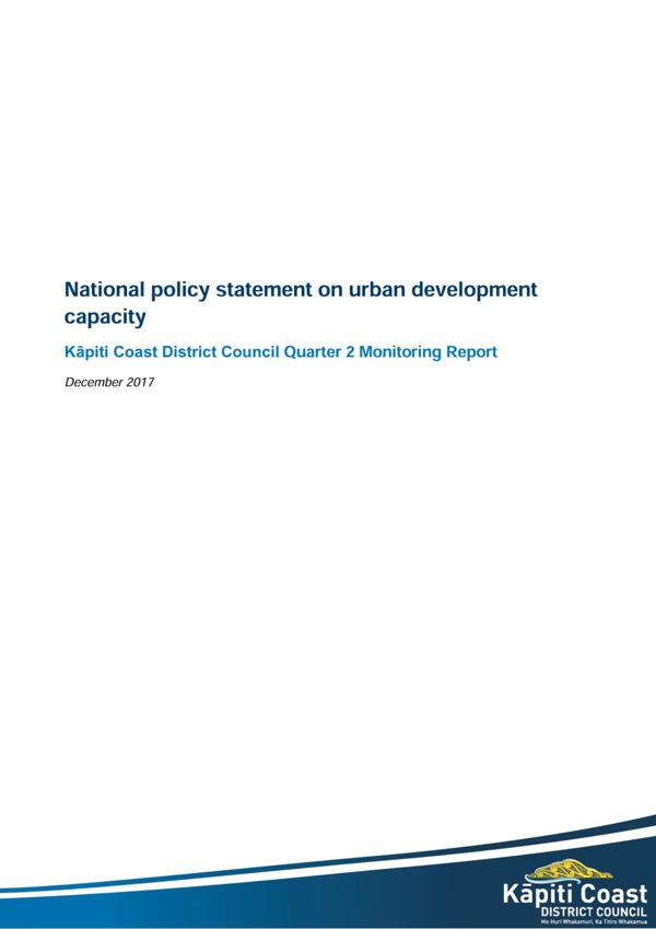 National Policy Statement On Urban Development Monitoring Report 2017 18 Quarter 2