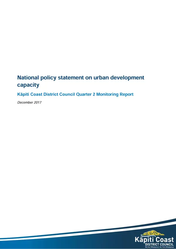 National Policy Statement On Urban Development Monitoring Report 2017 18 Quarter 2
