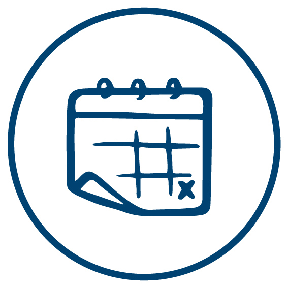 Icon for planning and regulatory, showing a stylised calendar.