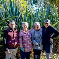 (Left to right) Ngati Haumia Kaiwhakahaere Karl Farrell, and renowned weavers Margaret Jackson, Brenda Tuuta, and Raima Kingi thumbnail