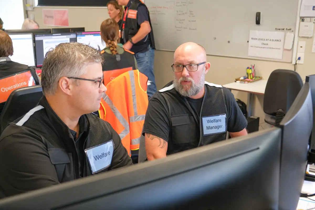 Welfare staff at work in the Emergency Operations Centre