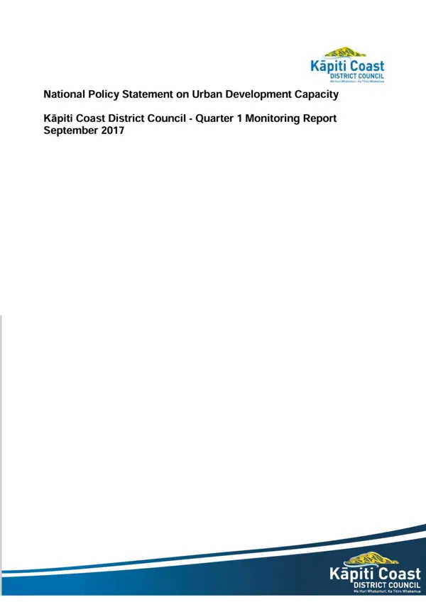National Policy Statement On Urban Development Monitoring Report 2017 18 Quarter 1