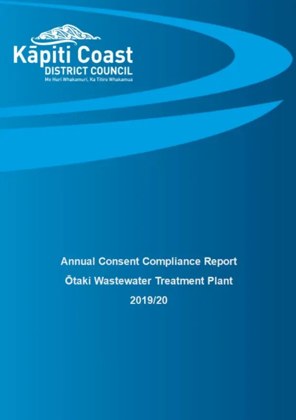 Ōtaki Wastewater Treatment Plant Resource Consent Annual Compliance Report 2019 20