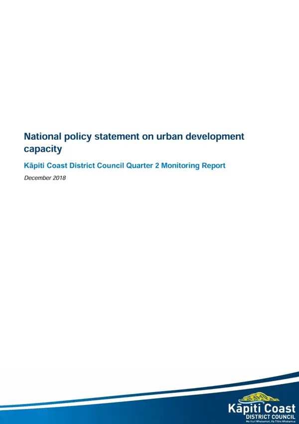 National Policy Statement On Urban Development Monitoring Report 2018 19 Quarter 2
