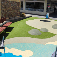 Seating and play area at Mahara Place thumbnail