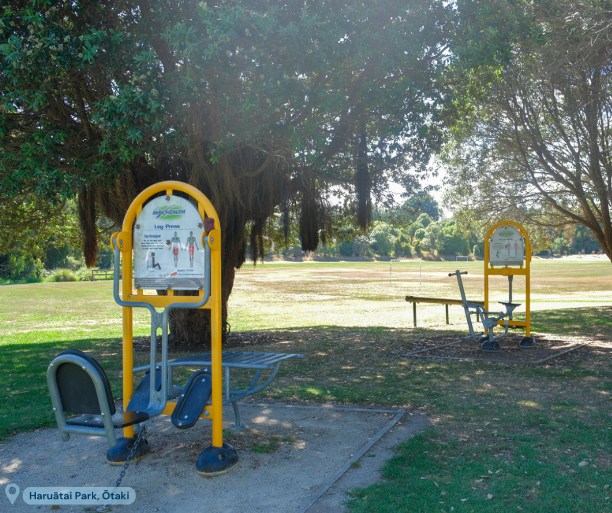 Exercise equipment at Haruātai Park, Ōtaki