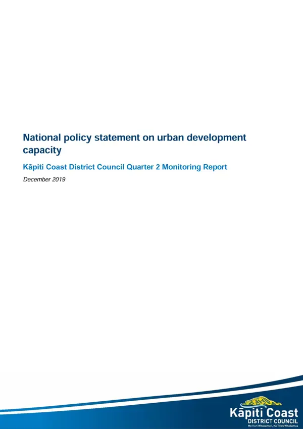 National Policy Statement On Urban Development Monitoring Report 2019 20 Quarter 2