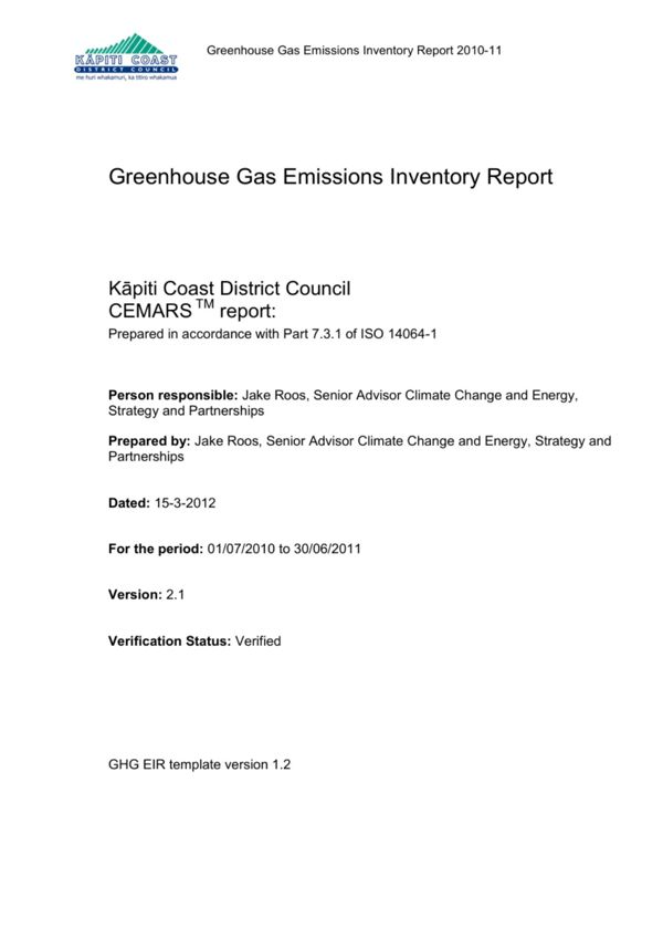 CEMARS GHG Emissions Inventory Report 2010 11