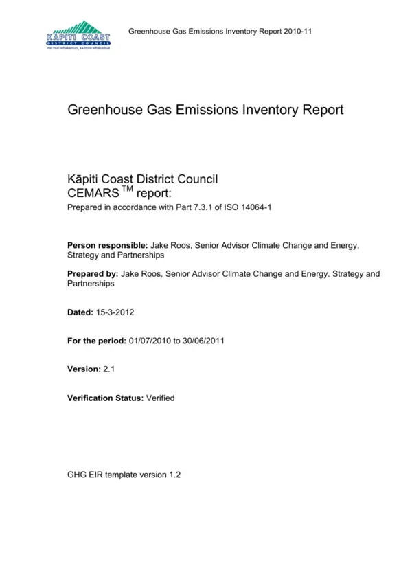 CEMARS GHG Emissions Inventory Report 2010 11